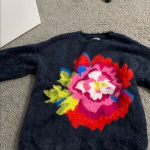 Kenzo Kids Sweater - navy with Vibrant Floral Design